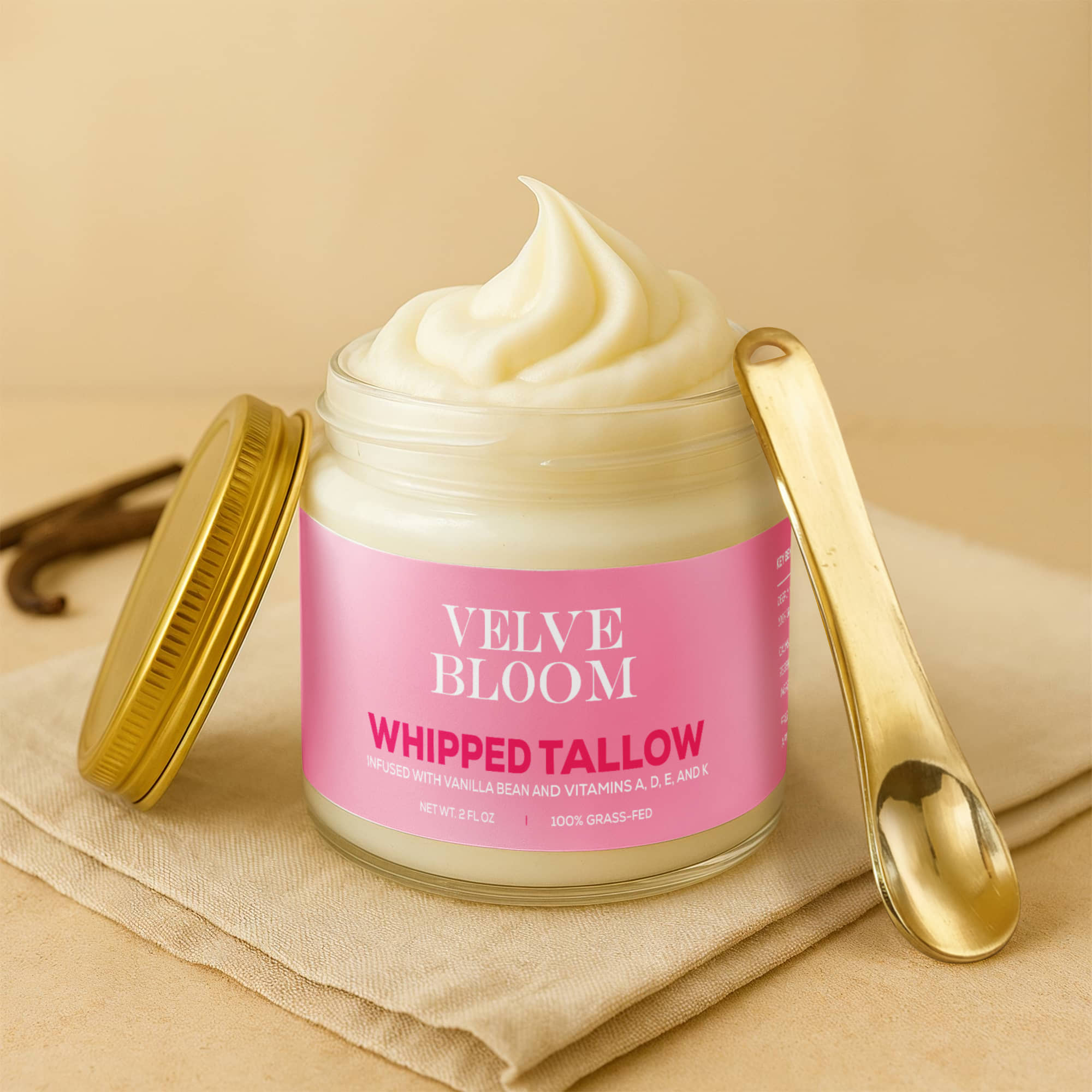 Whipped Grass-Fed Tallow Balm with Vanilla Bean